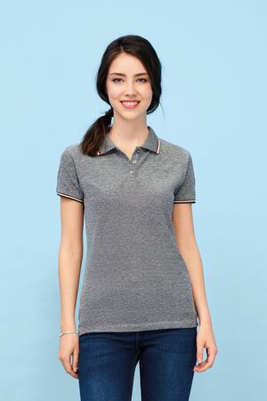 SOLS 02082 - Damen Heather Poloshirt Kurzarm Paname 